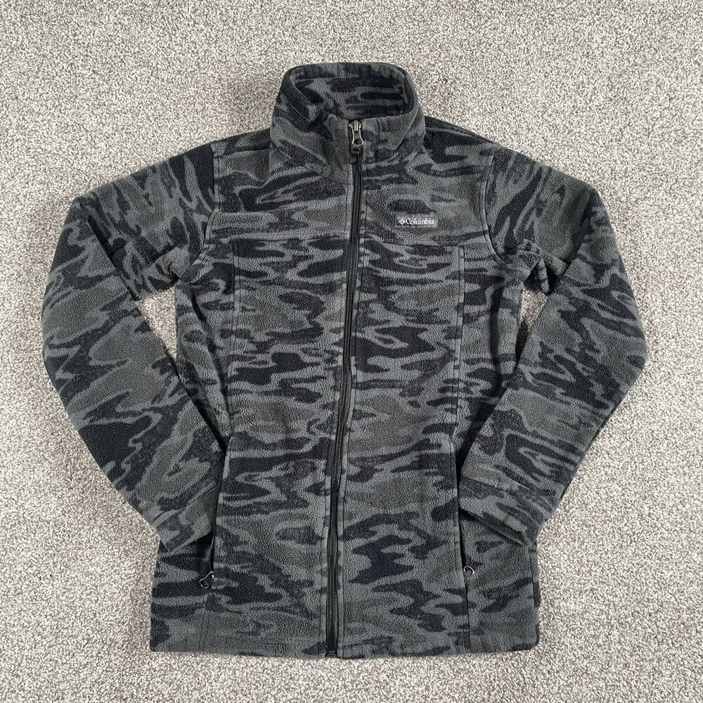 Columbia Granite Mountain Camouflage Fleece Jacket Boys Gray Black Size Large